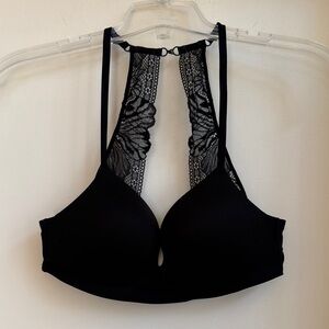 Victoria’s Secret Wireless Lace Racerback Bra in Black